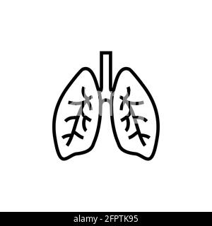 Icône de la ligne pulmonaire humaine, système respiratoire sain poumons anatomie plate icône d'organe médical Illustration de Vecteur