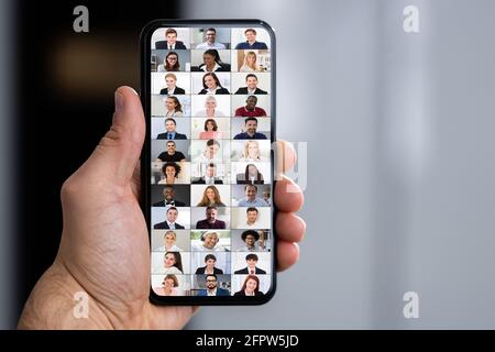 Séminaire en ligne virtuel de vidéoconférence appel téléphonique Banque D'Images