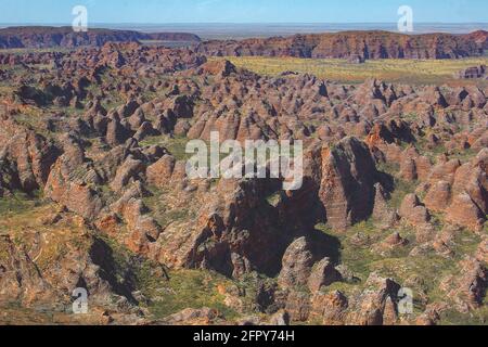 Vue aérienne de Purnululu, Kimberley, WA, Australie Banque D'Images