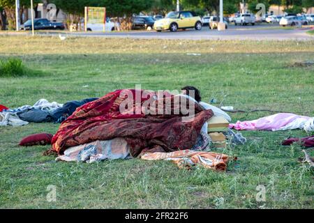 Campement sans-abri, Austin, Texas, Etats-Unis, par James D Coppinger/Dembinsky photo Assoc Banque D'Images