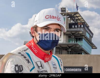 Indianapolis, États-Unis. 20 mai 2021. Rookie Pietro Fittipaldi revient en arrière-compte après la pratique pour le 2021 Indianapolis 500 le jeudi 20 mai 2021 à Indianapolis, Indiana. Photo par Edwin Locke/UPI crédit: UPI/Alay Live News Banque D'Images