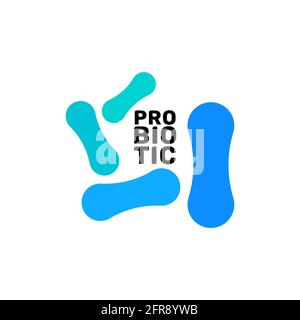 Logo des bactéries probiotiques. Bifidobacteria lactobacillus acidophilus intestinal. Soins de la flore prébiotique lactique saine Illustration de Vecteur