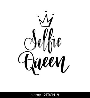 Décoration de calligraphie moderne de selfie queen pour les imprimés de t-shirt, les étuis pour téléphones, les mugs ou les affiches Illustration de Vecteur