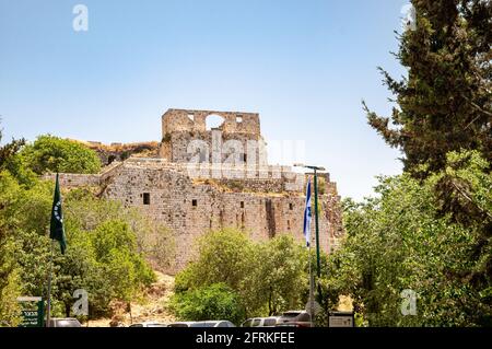 Le parc national de la Forteresse de Yehi'am est un parc national israélien dans la haute-Galilée occidentale, Israël la structure est basée sur le Crusader-Time Iudyn Cast Banque D'Images