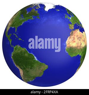 Carte du globe terrestre. Côté de l'océan Atlantique. La texture de la Terre de cette image fournie par la NASA. (http://visibleearth.nasa.gov/view rec.php?id=2 Banque D'Images