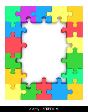 Magnifique cadre fait ??up de pièces de puzzle coloré puzzle puzzle. image de rendu 3d Banque D'Images