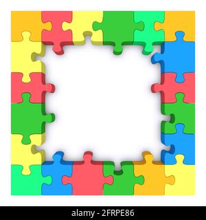 Magnifique cadre fait ??up de pièces de puzzle coloré puzzle puzzle. image de rendu 3d Banque D'Images