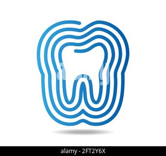 Dent tracée avec une ligne bleue en forme de A. labyrinthe Illustration de Vecteur