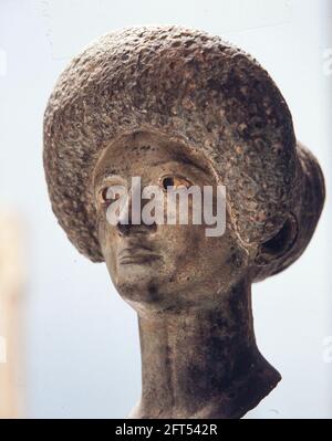 Dama Flavia, busto romano de bronce, siglo I. Museo Arqueológico Nacional, Madrid. Banque D'Images