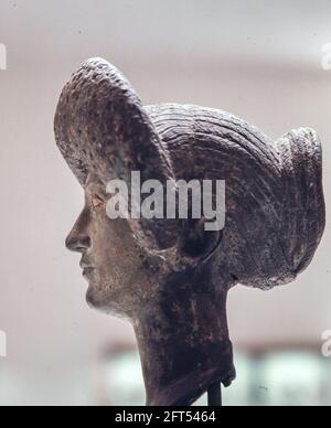 Dama Flavia, busto romano de bronce, siglo I. Museo Arqueológico Nacional, Madrid. Banque D'Images