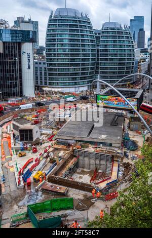 Old Street Roundabout Redéveloppement London - Old Street Roundabout, également connu sous le nom de Silicon Roundabout dans l'est de Londres. Banque D'Images