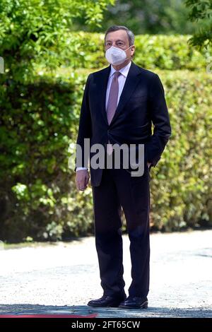 Rome, Italie. 21 mai 2021. Le premier ministre italien Mario Draghi arrive à Villa Pamphili pour le Sommet mondial de la santé. Rome (Italie), 20 mai 2021 photo Pool Stefano Carofei Insidefoto Credit: Insidefoto srl/Alay Live News Banque D'Images