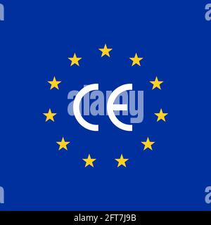 Logo drapeau ce europe. Symbole de certificat vecteur euro Illustration de Vecteur