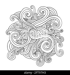 Doodle Waves élément de couleur curly, isolé sur blanc. Illustration de Vecteur