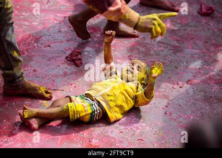 Lathmar Holi 2017 Barsana Nandgaon Vrindavan Festivals à travers l'Inde Festival De couleurs à travers l'Inde Banque D'Images