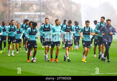 La Turbie, France - 21 mai 2021: COMME Monaco vs. RC Lens Training session avec l'allemand Kevin Voland et Aleksandr Golovin dans le Backround. Football, football, Monte Carlo, Banque D'Images