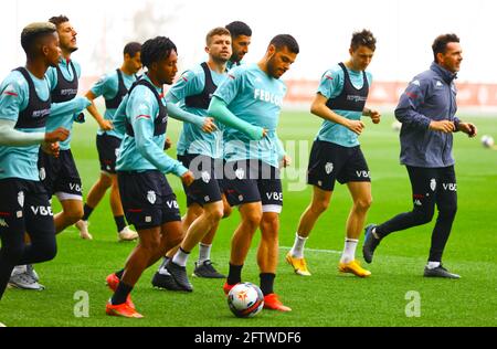 La Turbie, France - 21 mai 2021: COMME Monaco vs. RC Lens Training session avec l'allemand Kevin Voland et Aleksandr Golovin dans le Backround. Football, football, Monte Carlo, Banque D'Images