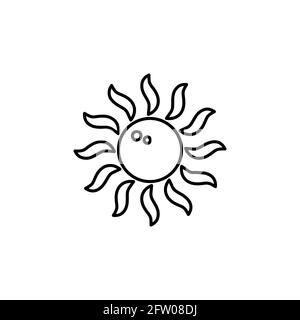 soleil, vecteur d'icône de ligne emoji. Vectorisation icône soleil emoji sur fond blanc Illustration de Vecteur