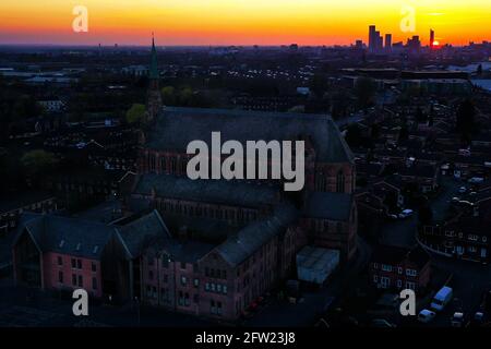 Coucher du soleil à Manchester Banque D'Images