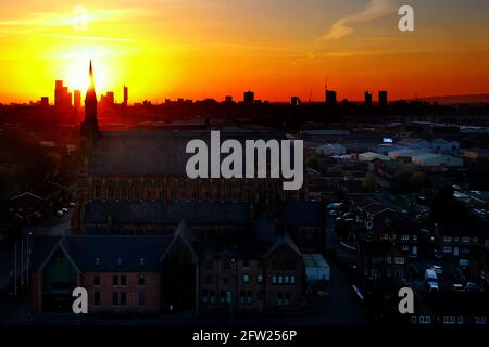 Coucher du soleil à Manchester Banque D'Images