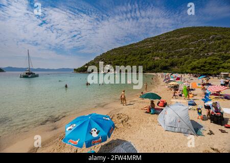 Célèbre plage Prapratno sur la péninsule de Peljesac, Dalmatie, Croatie Banque D'Images