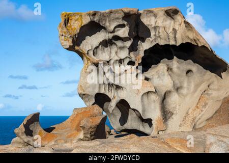 Des rochers remarquables dans le parc national de Flinders Chase sur Kangaroo Île Australie du Sud le 8 mai 2021 Banque D'Images