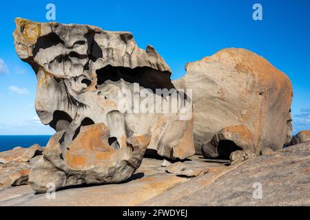 Des rochers remarquables dans le parc national de Flinders Chase sur Kangaroo Île Australie du Sud le 8 mai 2021 Banque D'Images