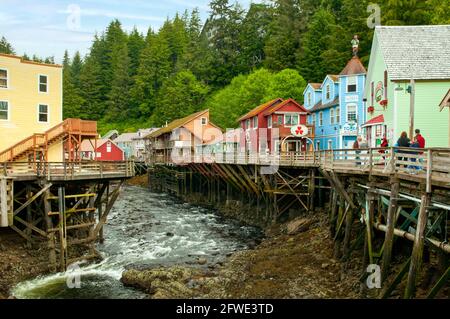 Creek St Bâtiments, Ketchikan, Alaska, USA Banque D'Images