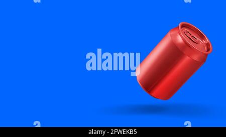 Métal aluminium boisson boisson Cane. Prêt pour votre illustration de rendu Design.3d. Ajout d'espace de copie pour le texte. Banque D'Images