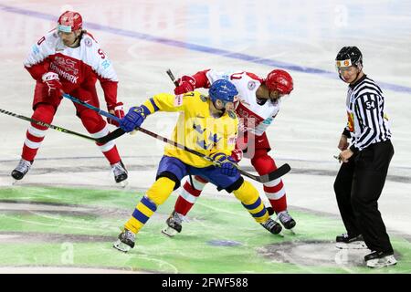 Centre sportif olympique, Riga, Lettonie, 22 mai 2021, Pilut (Suède) pendant le Championnat du monde 2021 - Danemark contre Suède, Hockey sur glace - photo Andrea Re / LM Banque D'Images