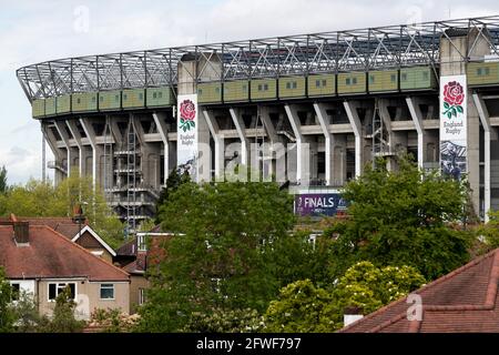 LONDRES, ROYAUME-UNI. 22 MAI : une vue générale à l'extérieur du stade est vue avant le match de la coupe des champions européens entre la Rochelle et Toulouse au stade Twickenham, Londres, Angleterre, le samedi 22 mai 2021. (Crédit : Juan Gasparini | MI News) Banque D'Images