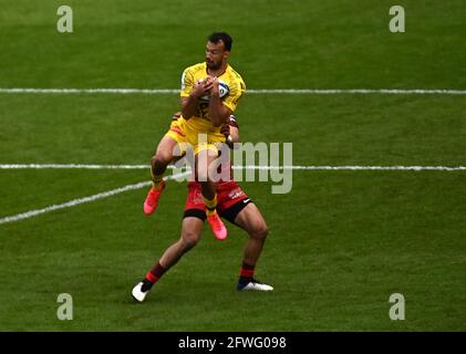 Twickenham, Royaume-Uni. 22 mai 2021. Dillyn Leyds (la Rochelle) captures . Finale de la coupe des champions Heineken 2021. La Rochelle contre Toulouse. Stade de Twickenham. Twickenham. Londres. ROYAUME-UNI. Crédit Garry Bowden/Sport en images/Alamy Live News crédit: Sport en images/Alamy Live News Banque D'Images