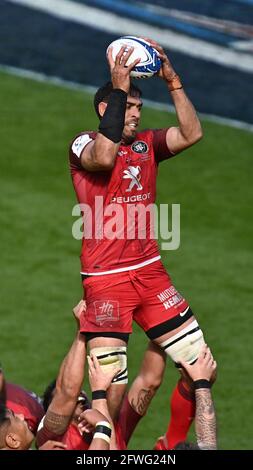 Twickenham, Royaume-Uni. 22 mai 2021. Rory Arnold (Toulouse) prend à la ligne . Finale de la coupe des champions Heineken 2021. La Rochelle contre Toulouse. Stade de Twickenham. Twickenham. Londres. ROYAUME-UNI. Crédit Garry Bowden/Sport en images/Alamy Live News crédit: Sport en images/Alamy Live News Banque D'Images