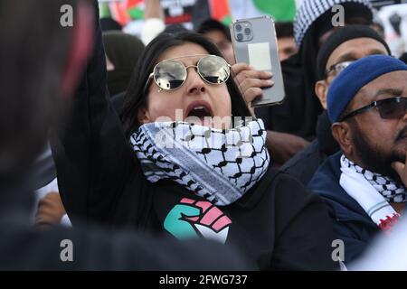 Londres, Royaume-Uni. 22 mai 2021. 10 milliers de mars pour la Palestine cessez d'armer Israël - cessez de bombarder Gaza Londres pour Hype Parl le 22 mai 2021. Crédit : Picture Capital/Alamy Live News Banque D'Images