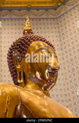 Chef de Bouddha, Temple royal de Traimit, Temple du Bouddha d'or, Bangkok, Thaïlande Banque D'Images