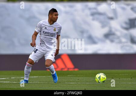 MADRID, ESPAGNE - MAI 22: Casemiro du Real Madrid pendant le match de la Liga Santander entre Real Madrid et Villareal à Estadio Alfredo Di Stefano le 22 mai 2021 à Madrid, Espagne (photo de Pablo Morano/Orange Pictures) crédit: Orange pics BV/Alay Live News Banque D'Images