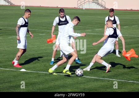 KHARKIV, UKRAINE 22 MAI 2021 - les joueurs de l'Ukraine participent à une séance d'entraînement avant le match amical du dimanche contre Bahreïn, Kharkiv, le nord-est de l'Ukraine. Credit: UKRINFORM/Alamy Live News Banque D'Images