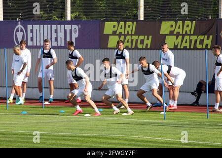 KHARKIV, UKRAINE 22 MAI 2021 - les joueurs de l'Ukraine participent à une séance d'entraînement avant le match amical du dimanche contre Bahreïn, Kharkiv, le nord-est de l'Ukraine. Credit: UKRINFORM/Alamy Live News Banque D'Images