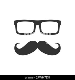 Icône homme moustache et lunettes. Moustache et lunettes, style geek ou hipster. Illustration de Vecteur