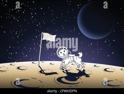 Dessin animé de l'astronaute sur la surface du lune,illustration vectorielle Illustration de Vecteur