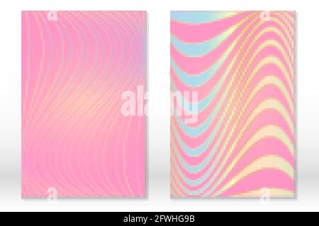 Ensemble de couvre-bagages à rayures abstraites. Lignes ondulées. Modèles colorés et lumineux. Vecteur Illustration de Vecteur