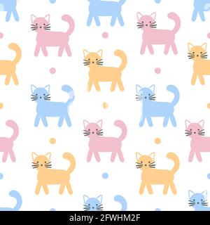 Motif sans couture avec dessin animé, chats mignons. Vecteur Illustration de Vecteur