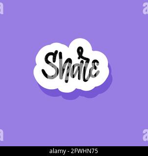 Un enfant qui a été dessiné à la main, comme un mot dans le nuage. Icône de blog et de réseaux sociaux Illustration de Vecteur