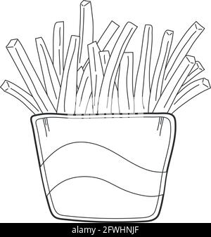 les frites sont préparées en une seule ligne Illustration de Vecteur