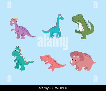 ensemble de vecteurs dinosaures Illustration de Vecteur