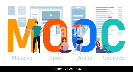 mooc formation en ligne ouverte massive Illustration de Vecteur