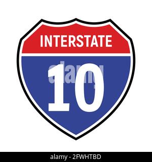 10 icône de l'itinéraire. Vector Road 10 Highway Interstate american Freeway US california route symbole Illustration de Vecteur