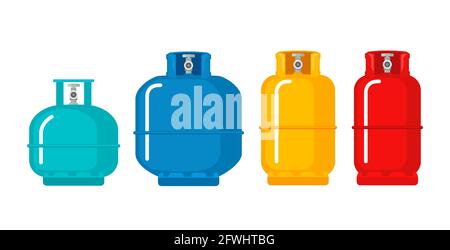 Réservoir vectoriel de bouteille de gaz. Contenant icône de bouteille de propane GPL. Stockage du carburant de la cartouche de la bouteille d'oxygène Illustration de Vecteur