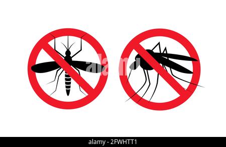 Icône de panneau anti-moustiques répulsif. Symbole d'avertissement de la lutte contre les insectes nuisibles au paludisme Illustration de Vecteur