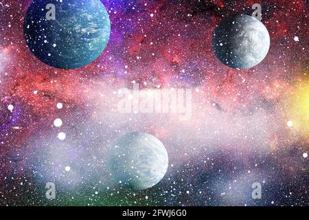 Arrière-plan profond avec stardust et étoile brillante. Fond cosmique de la voie lactée. Éléments de cette image fournis par la NASA. Banque D'Images